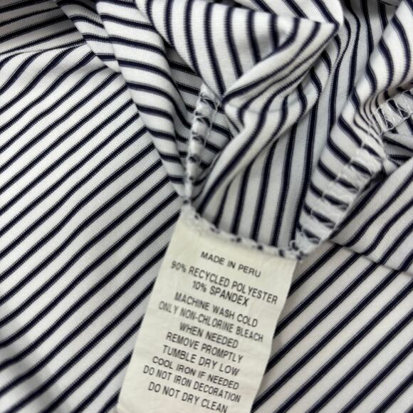 Greyson Men's Large Blue White Striped Short Sleeve Golf Polo Shirt - Picture 4 of 6